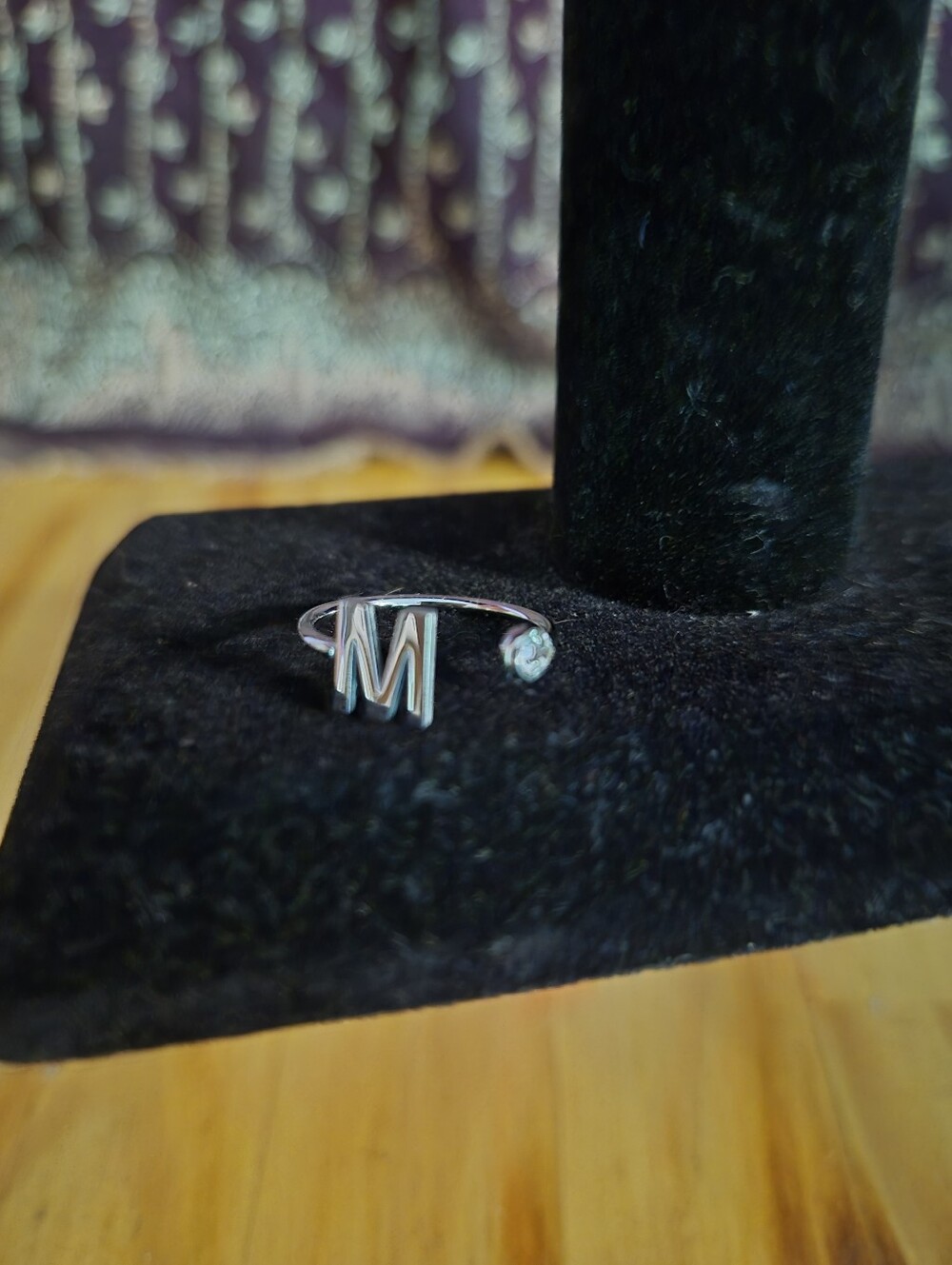 Silver Initial 'M' Open Band Ring